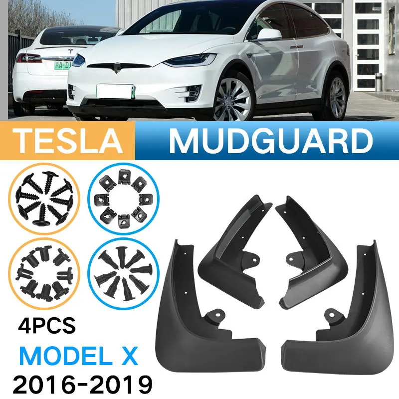 4x Mud fender Guards For Tesla Model X 2015 - 2021 Mud flaps Splash Guards Mudguards Wheel Tyre Mud Guards Stylines Accessories