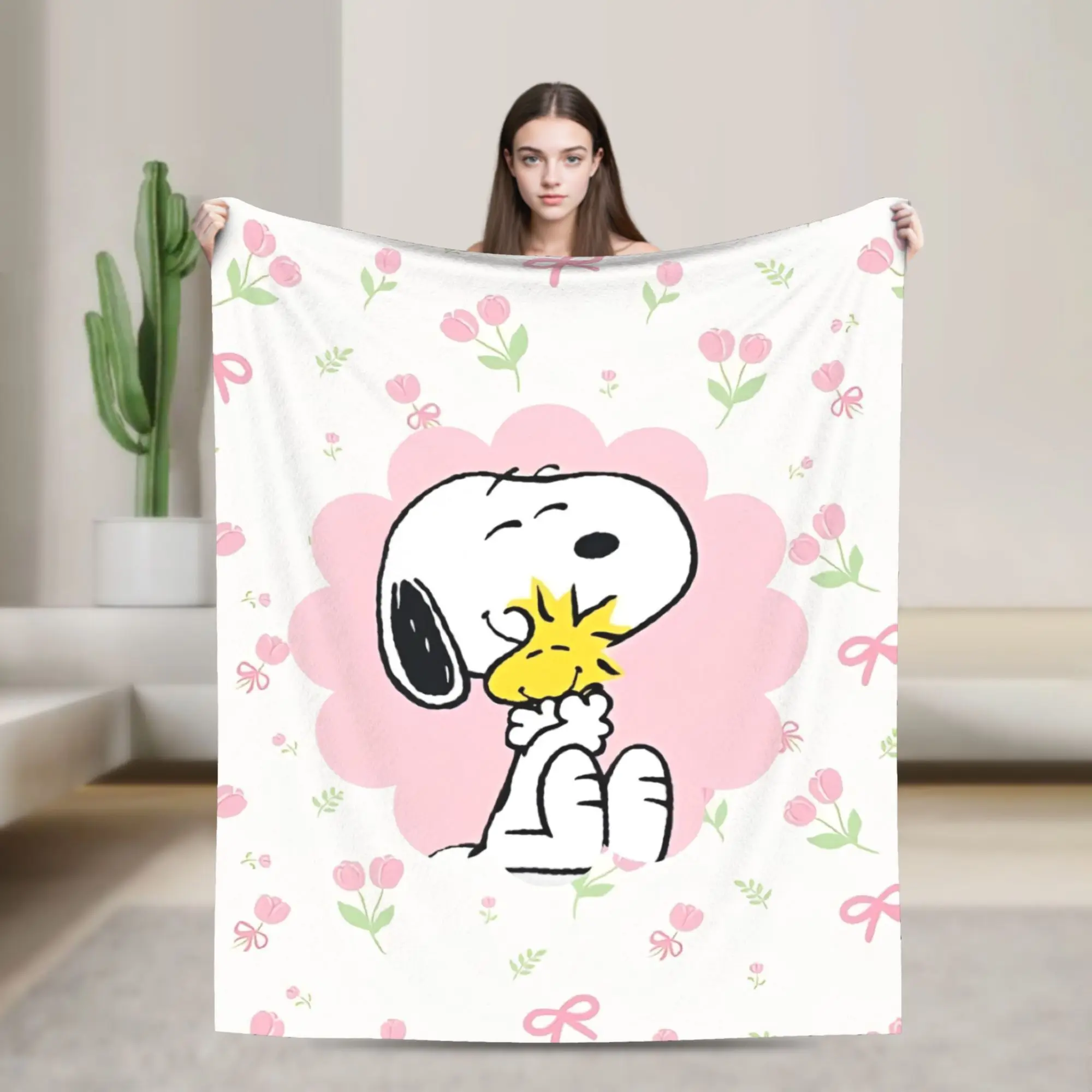 Snoopys Blankets Flannel Summer Air Conditioning   Multifunction Lightweight Throw Blanket for Bedding Car Plush Thin Quilt
