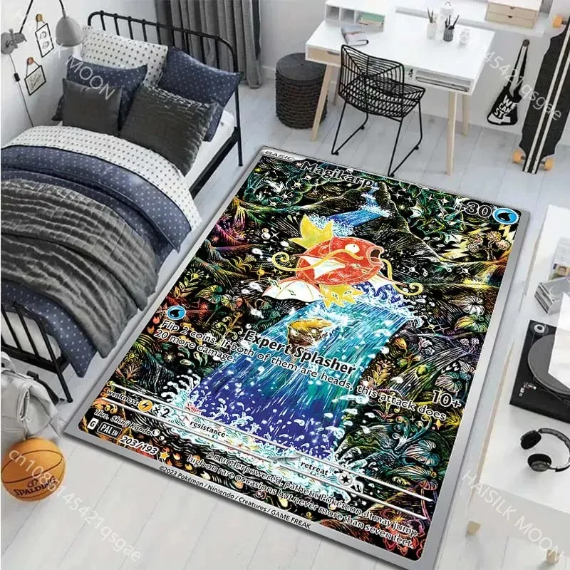 MINISO Pokémon Cards Magikarp Pattern Rugs Living Room Bedroom Carpet Bedside Bathroom Floor Mat Kids Room Mat Room Decor