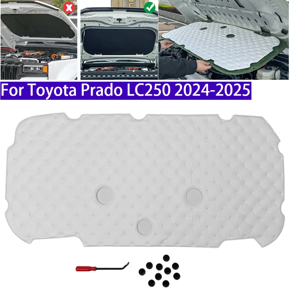

Звуковой коврик капота двигателя, теплоизоляционный хлопковый чехол с пряжками для Toyota Prado LC250 2024-2025