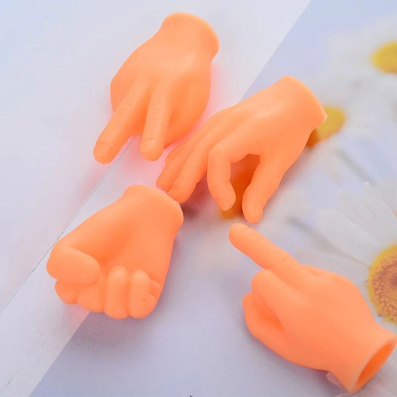 1Set Cats Toy Cat Gesture Finger Cot Cat Finger Sleeve Mini Hand Model Silicone Gloves Pet Interaction Toy Cat Massage Tool