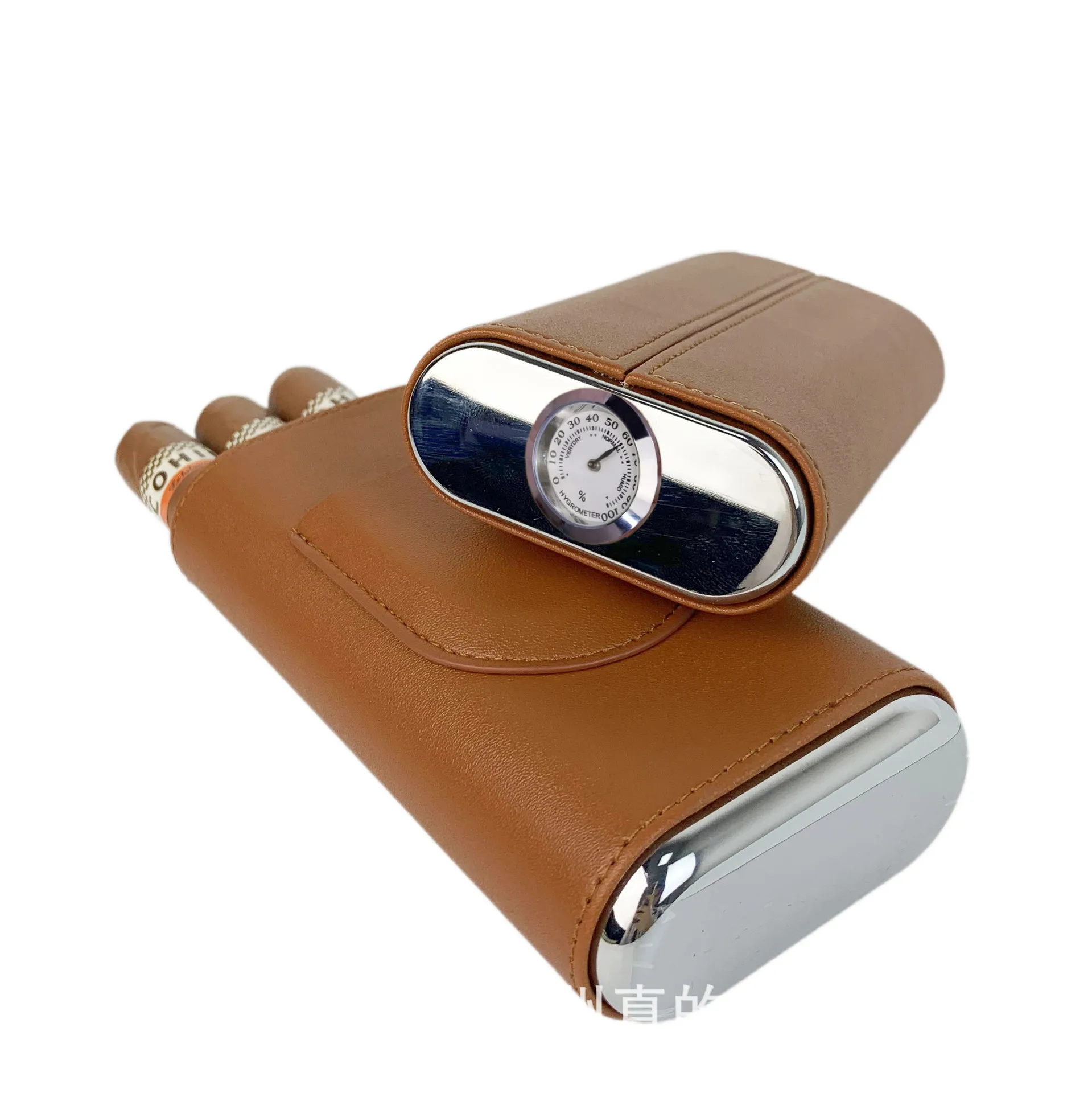 New Cigar Box with Three Cedarwood Moisture resistant and Moisturizing Cigar Storage Boxes, Temperature Gauge Cigar Bag