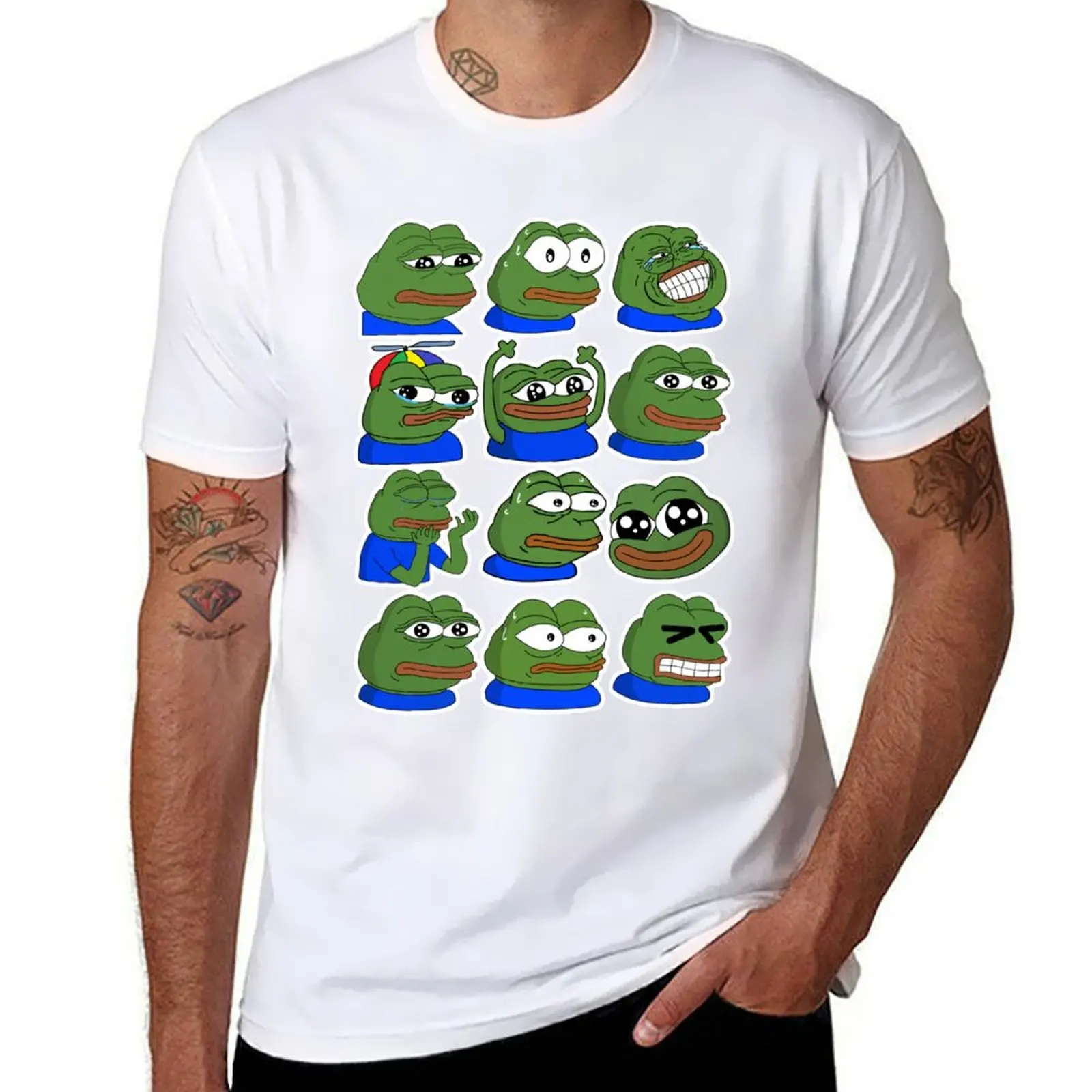 Pepe Overload - White Outline T-Shirt man tshirt t shirt man cotton t shirts for man graphic funny T-shirt