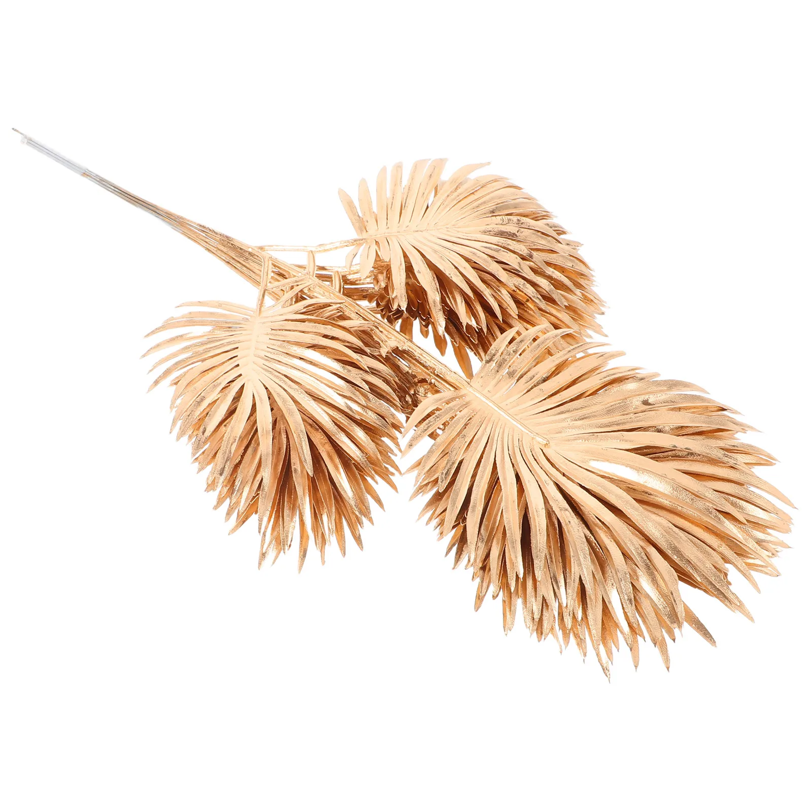 

10Pcs Faux Golden Plants Leaves Artificial Golden Leaf Stems Home Decor Wedding Party Beach Supplies Tropical Foliage