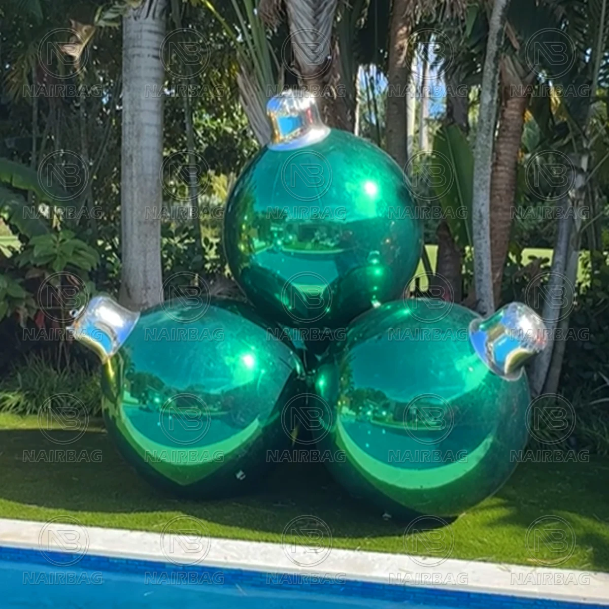 Green Inflatable Christmas Bulbs Mirror Ball Reflective Festival Party Decor Big Shiny Ball Red Inflatable Mirror Balloon Sphere