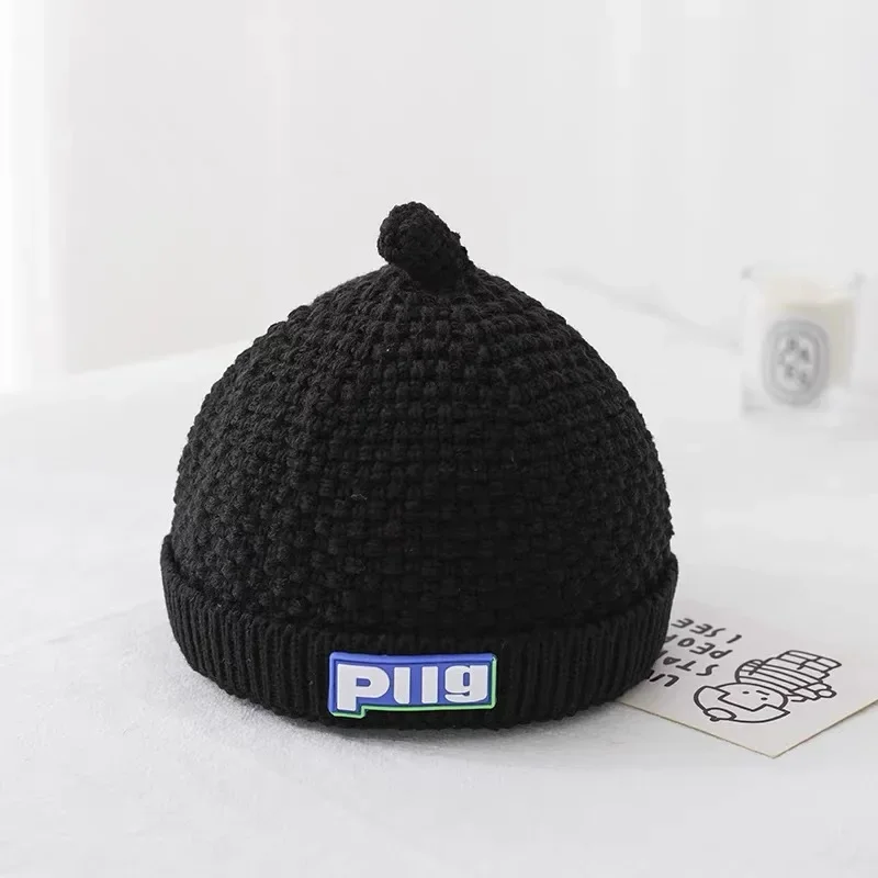 Cute Baby Hat Autumn Winter Toddler Boys Girls Knitted Beanie Solid Color Infant Kids Warm Earflap Cap