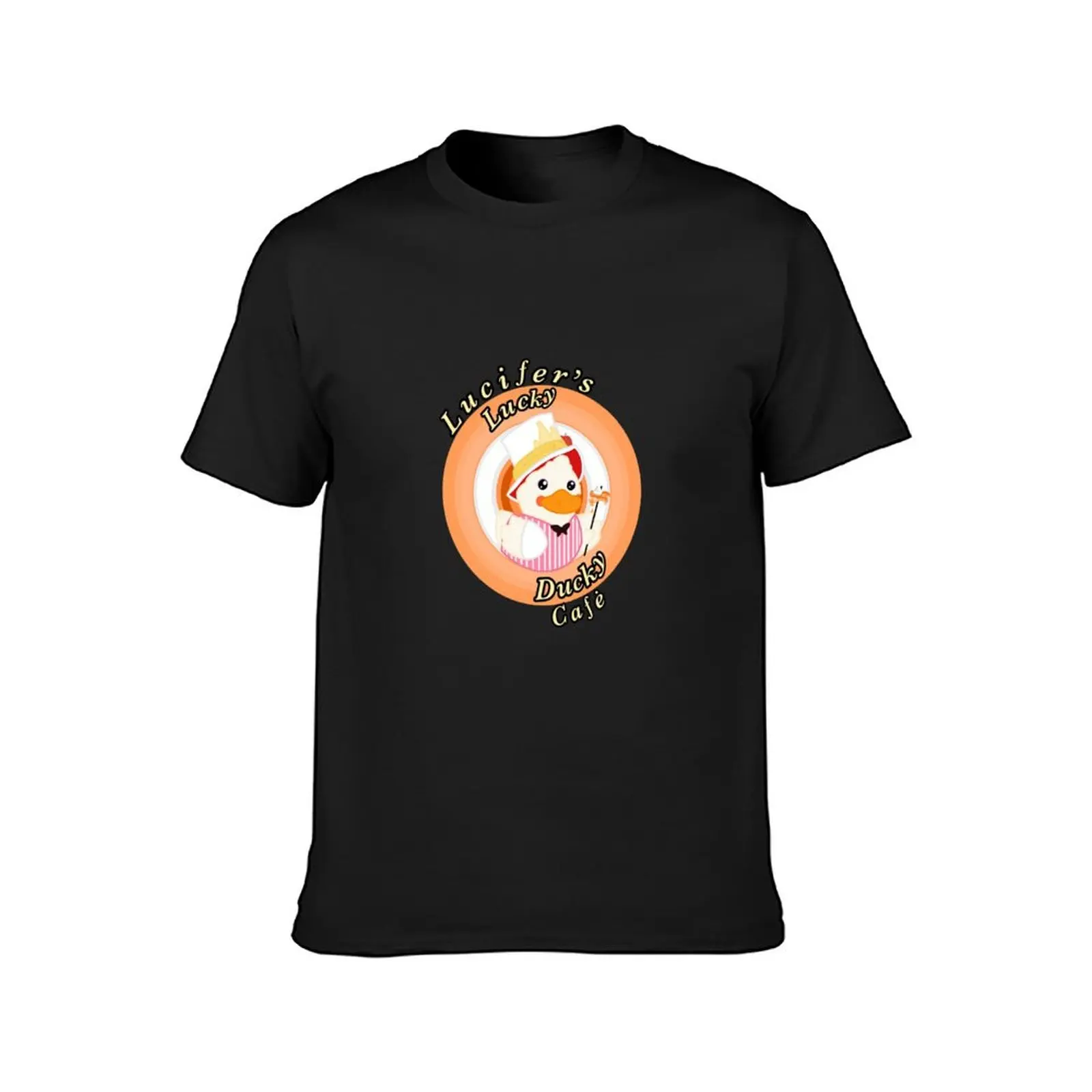 Lucifer’s Lucky Ducky Café logo T-Shirt funnys Blouse customs design your own customizeds plain t shirts men