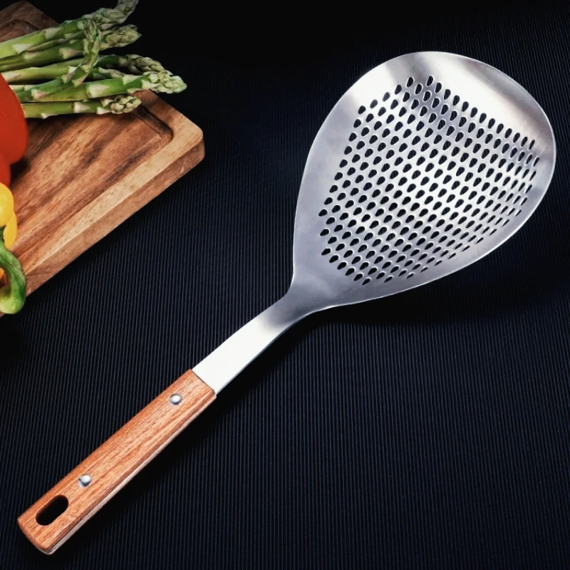 

stainless steel strainer long handle Lo mein strainer kitchen deep-frying basket household boiling strainer