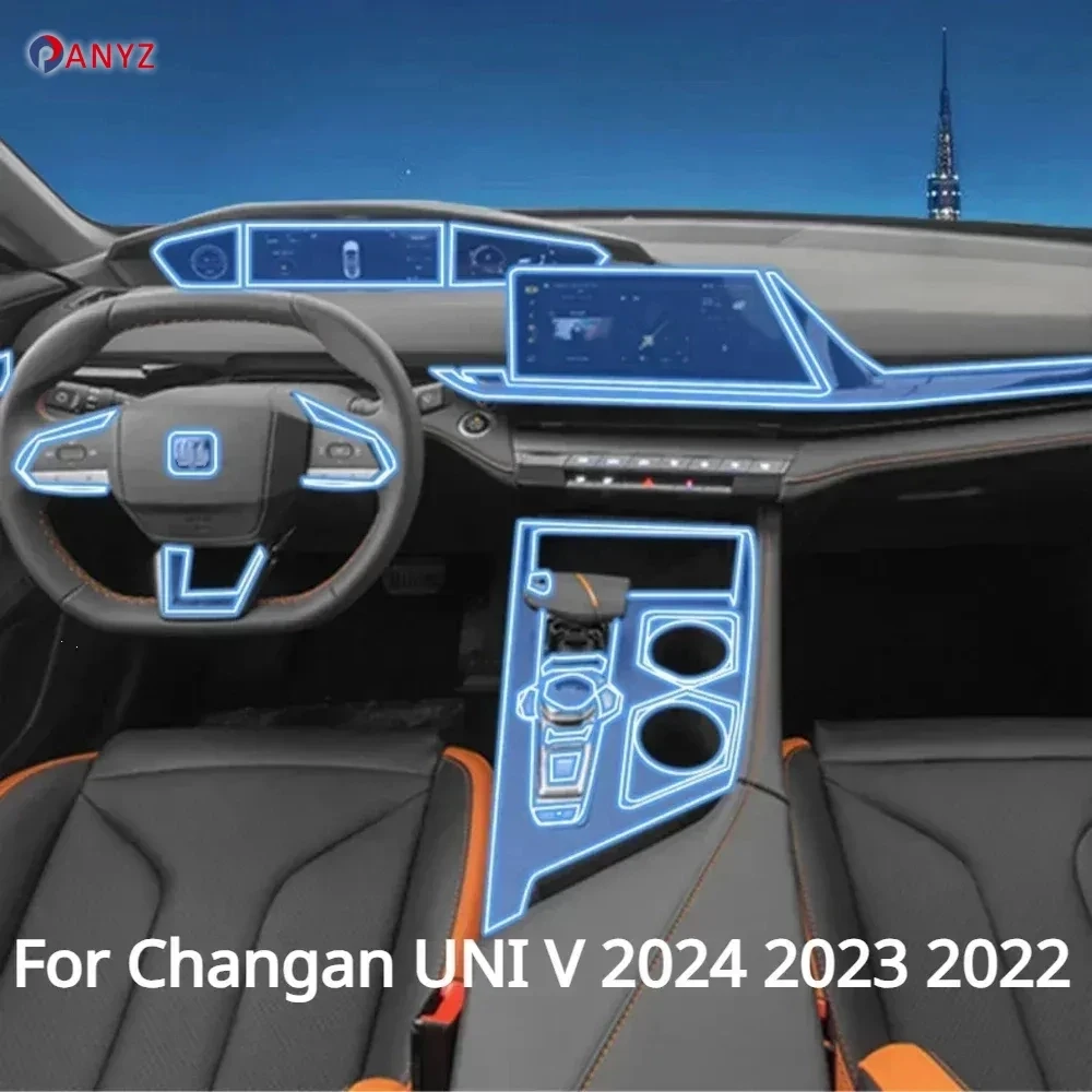 Film de protection PPF transparent en TPU pour l'intérieur du Changan UNI V 2025 2024 2023, accessoires pour la navigation, le panneau de commande et la console centrale