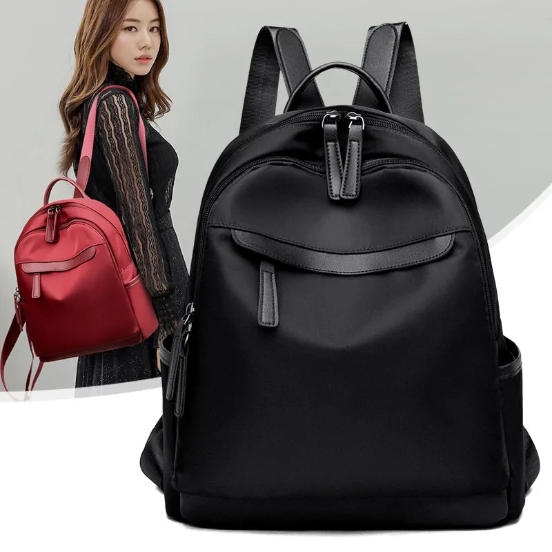 Women's Lightweight Travel Oxford Cloth Backpack Casual Fashionable Large Capacity Bookbag Dual Shoulder Bag Soft Handle