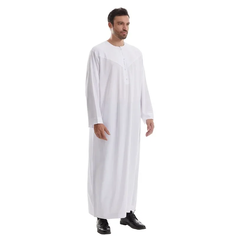 

Muslim Men's Pakistani Islamic Style Dress Saudi Arabian Style Long Sleeved Button Up Robe Suitable for Prayer and Daily Wear