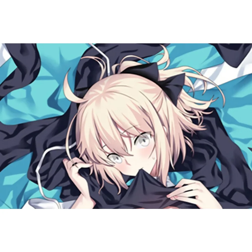 Anime Okita Souji Dakimakura Case Light Blonde Short Hair Dual‑side Print For Sofa Bedroom Decoration
