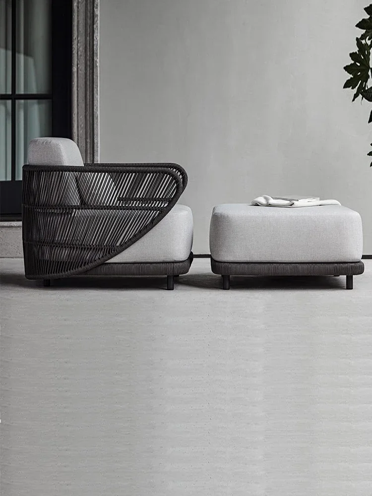 Furniture Balcony Rattan Chair Single Sofa Pedal Rattan Combined Tea Table Recliner Bar Chair Lying Bed Hotel