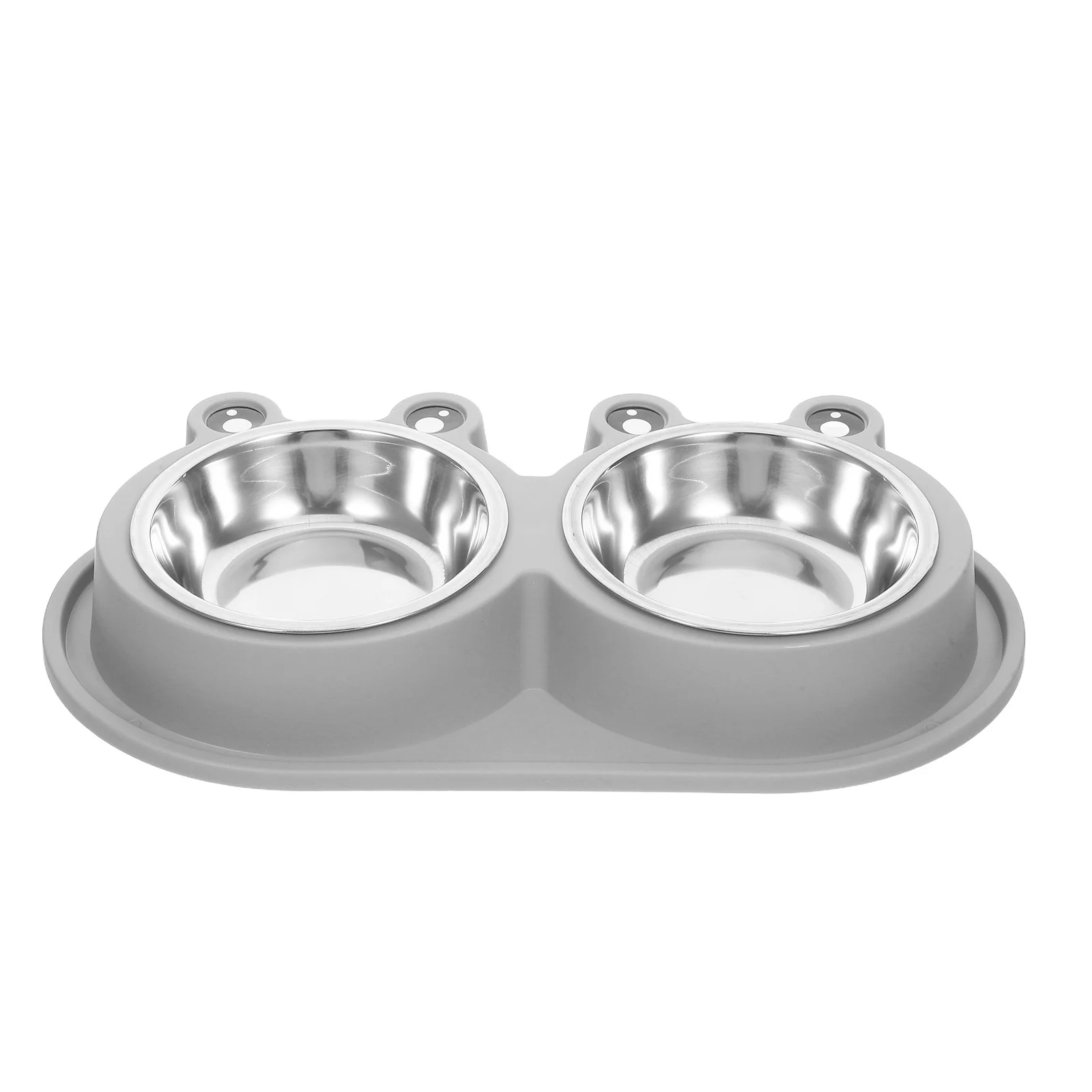 

Stainless Steel Double Pet Feeder No Spill Cat Dog Bowl Moat Non-Slip Plastic Base Ideal for Small Medium Pets