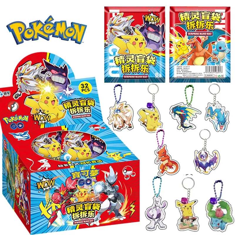 

Anime 32pcs Set pokemon Figures Blind Bag Box Acrylic Pendant Keychain Hanging Decoration Children Toy Peripherals Gift