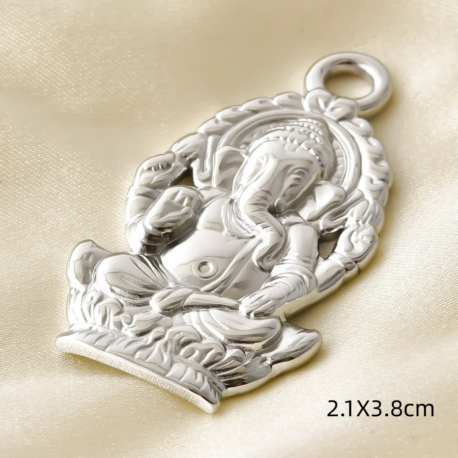 Ethnische Buddha-Kopf- und Fatima-Hand-Anhänger, Blumenbaum-Metall-Edelstahl-Charms für die Schmuckherstellung, Armbänder, Schlüsselanhänger, DIY-Anhänger – Detail 14