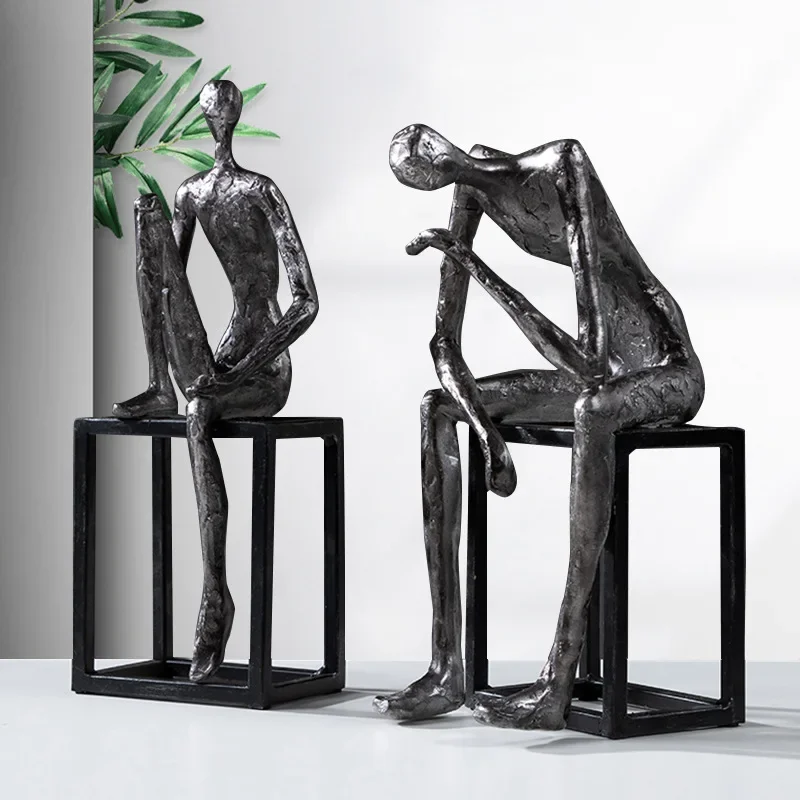 Sculpture de figurines abstraites en résine, artisanat, personnages contemplatifs, mobilier d'art, Figurines décoratives, décoration de la maison