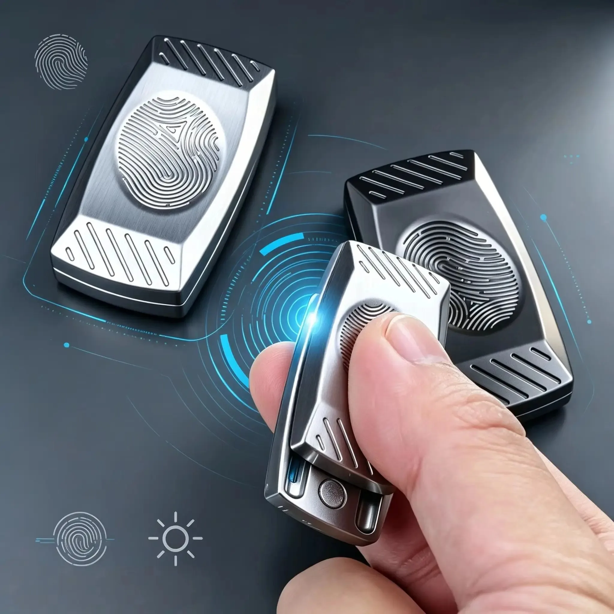 Metal Fingerprint Magnetic Sliding Decor With Clear Click Sound, Compact Pocket Carry Ornament, Mini Hand Craft Layout Accessory