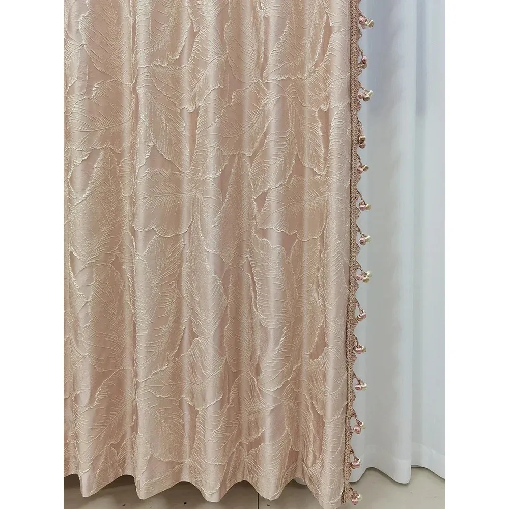 

Индивидуальные розовые золотые тисненые кружевные затеняющие шторы для спальни, гостиной, французского окна, балкона