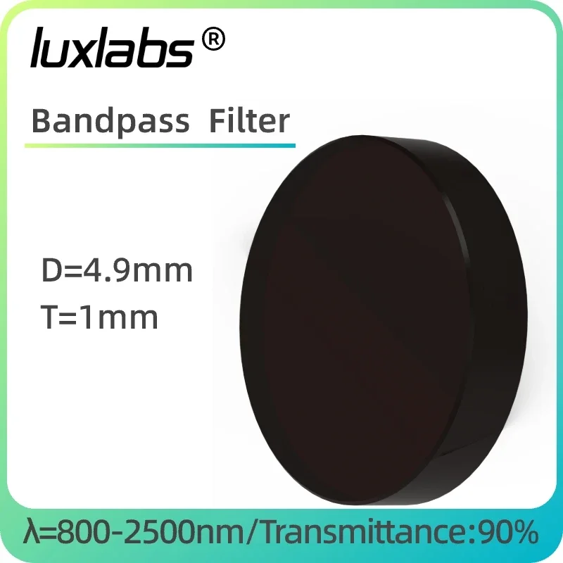 800-2500nm Bandpass Filter with Black Glass Material for Infrared Filtering, Diameter 4.9mm, Thickness 1mm, Light Transmittance