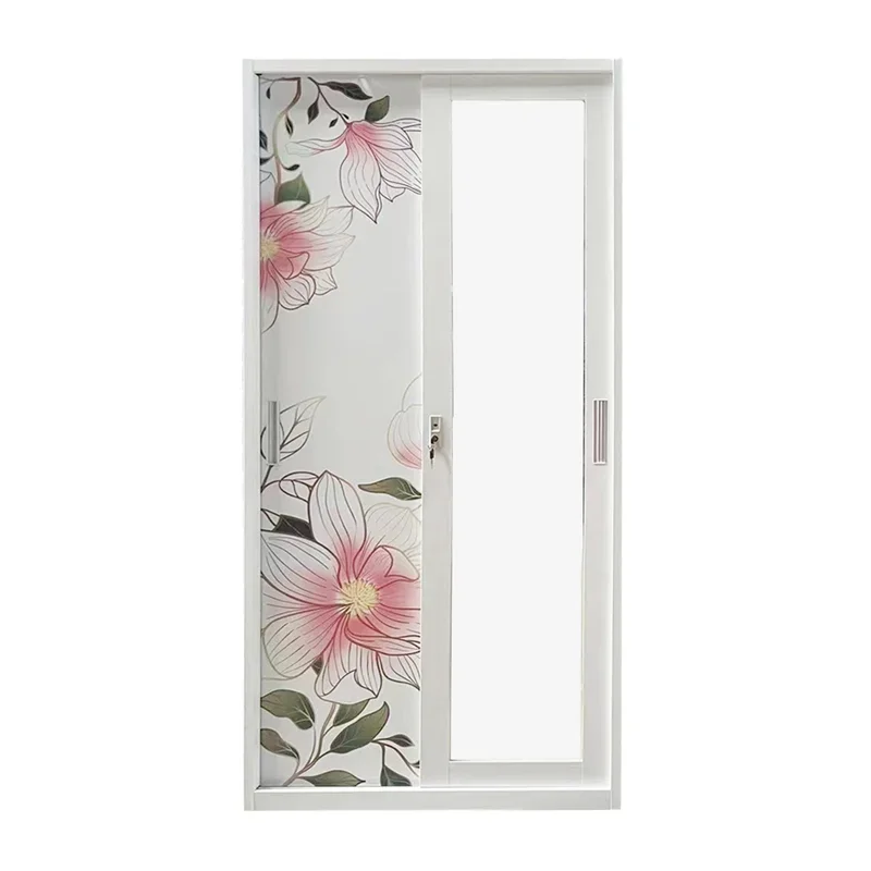 Wholesale Price Sliding Door Detachable Steel Almirah Design Printed Pattern Metal Wardrobe for Living Room