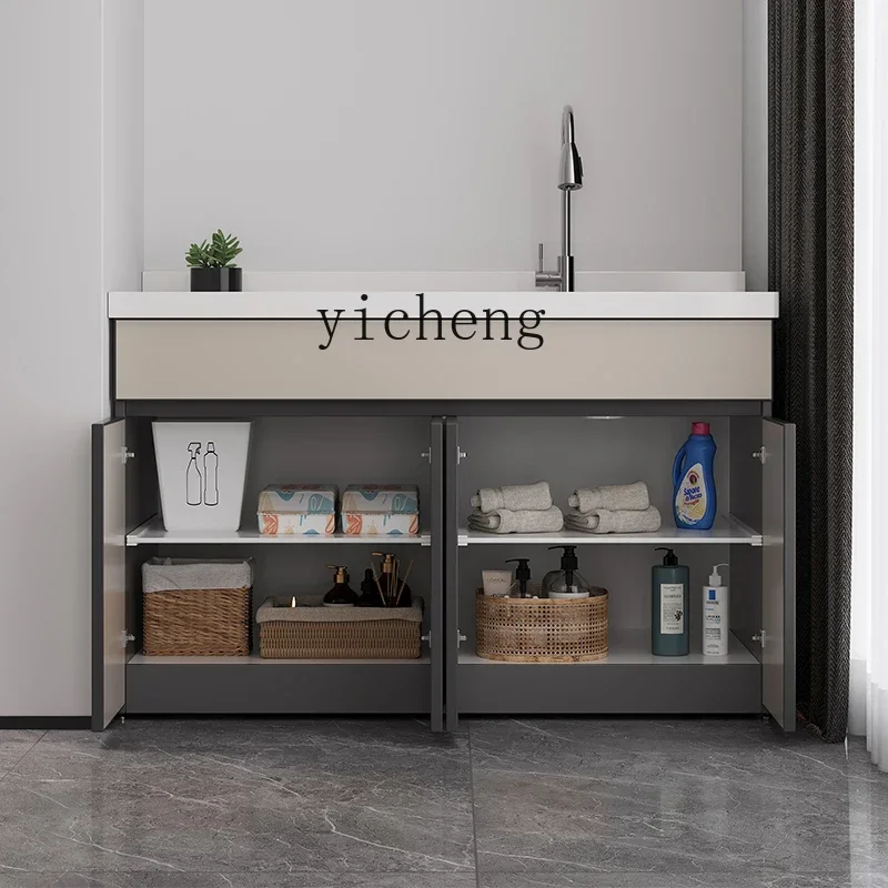 

Balcony Alumimum Wash Wardrobe Mate Quartz Stone Washing Machine All-in-One Cabinet Combination