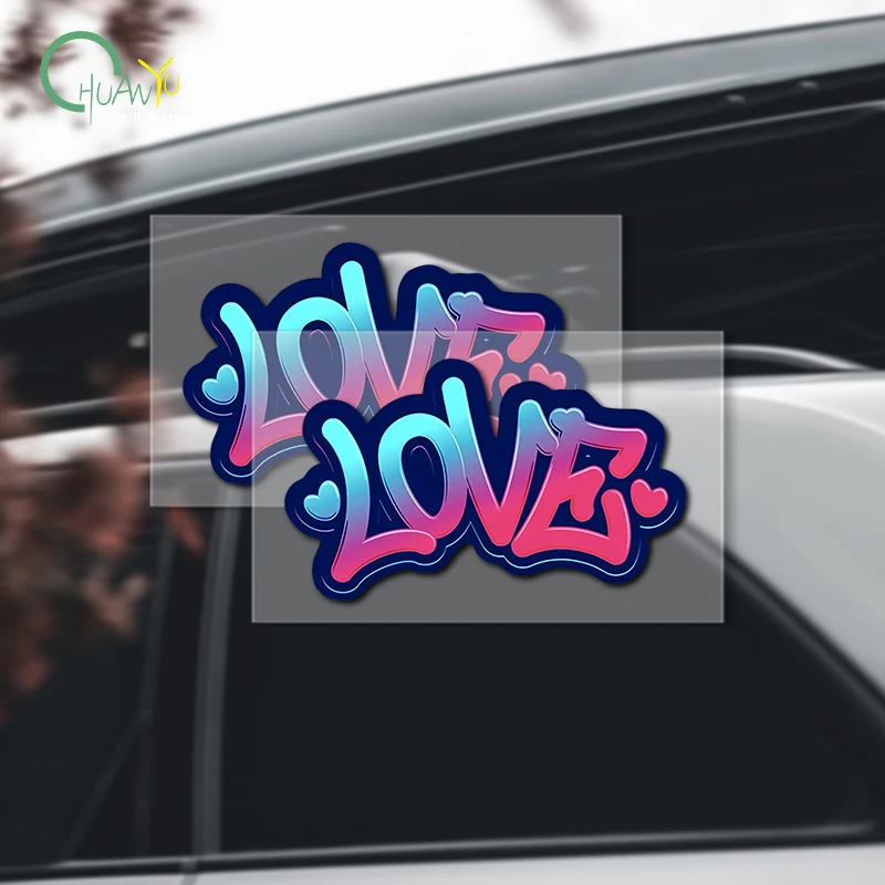 Art graffiti font love sticker; creative letter motorcycle car decoration scratch cover reflective sticker.