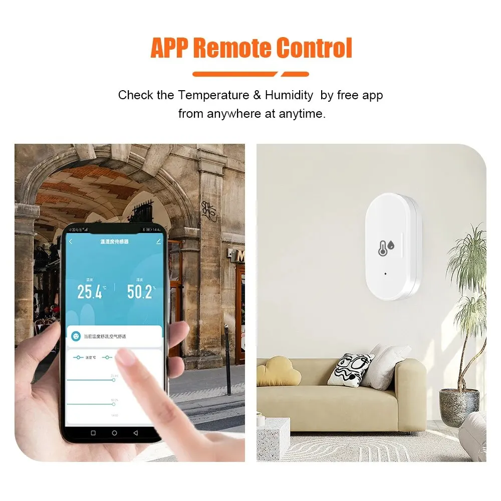 ZigBee 3.0 Mini Smart Temperature Humidity Sensor Indoor Hygrometer Controller Portable Battery Works With Tuya Alexa Google