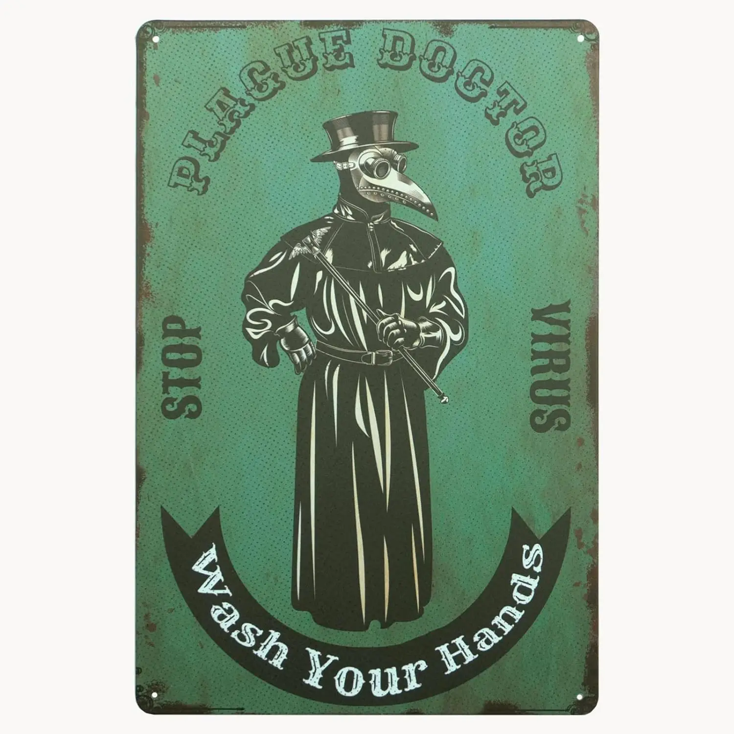 Wash Your Hands Sign Vintage Metal Tin Signs Plague Doctor Retro Signs Funny Bathroom Signs for Farmhouse Decor/Cafe Bar Decor/T