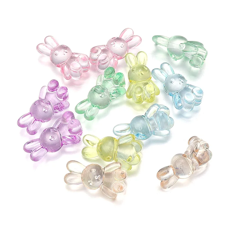 30 teile/los Acryl Cartoon Kaninchen Perlen 24x14mm Bunte Acryl Charms Perlen Lose Spacer Perlen Für DIY Schmuck Machen armband