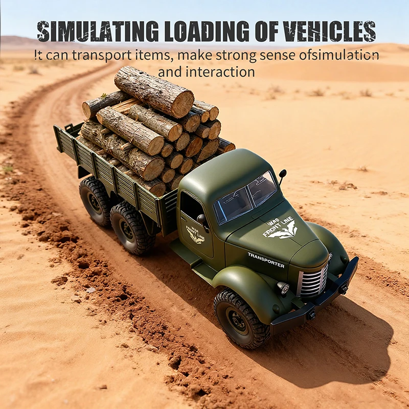 JJRC 1:12スケール 6x6 全地形対応ミリタリーRCトラック - ヘビーデューティースチールラダーフレーム、デュアルスピードギアボックス＆スロープディファレンシャル