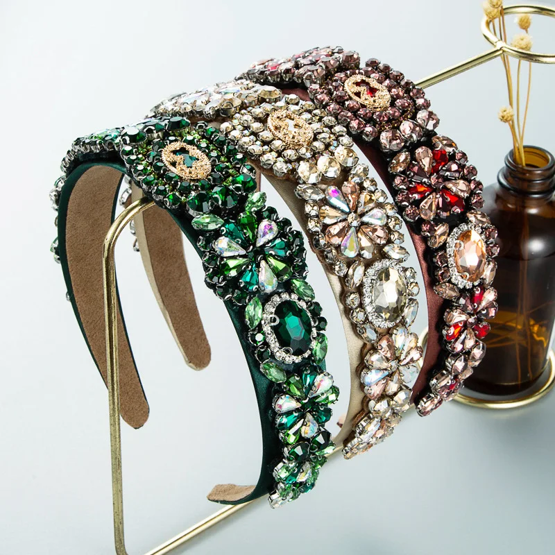 

European and American New Fashion Full Diamond Luxurious Baroque Headband for Women Hair Accessory