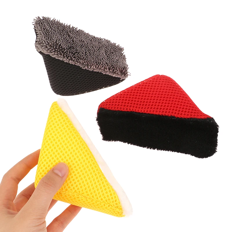 Scrub Ninja Wedge Sponge Black/Yellow/Red Great For Scrubbing Leather Plastic Rubber And Vinyl