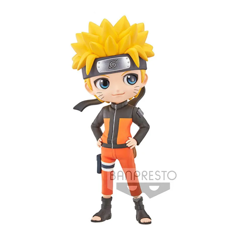 In Stock Bandai Original Qposket Anime NARUTO Hatake Kakashi Uzumaki Naruto Uchiha Sasuke Action Figure Model Children's Gifts