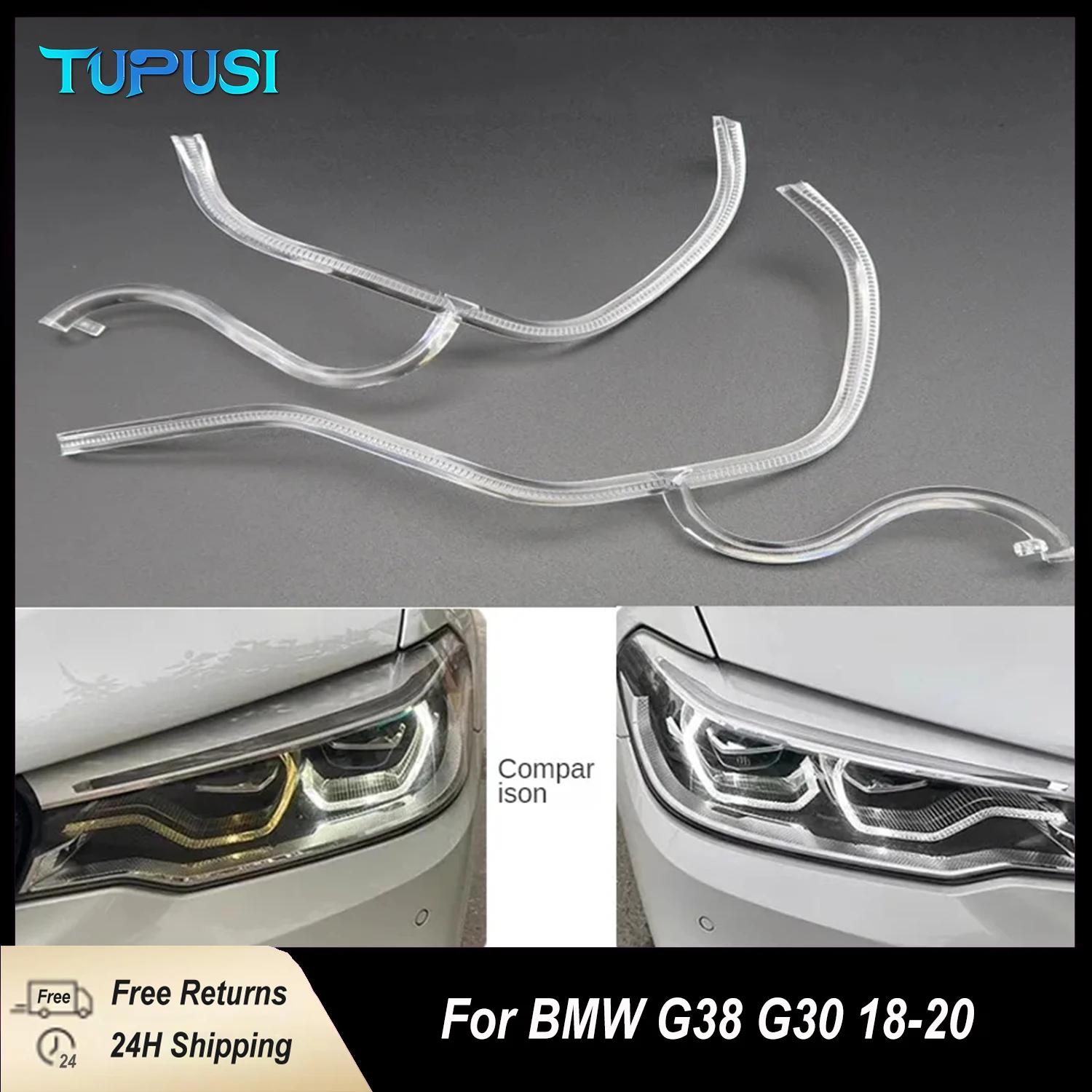 

2 шт. для BMW 5 серии G30 G38 2018-20 светодиодный DRL направляющая пластина световодная трубка фара дневные ходовые огни направляющая Angel Eye