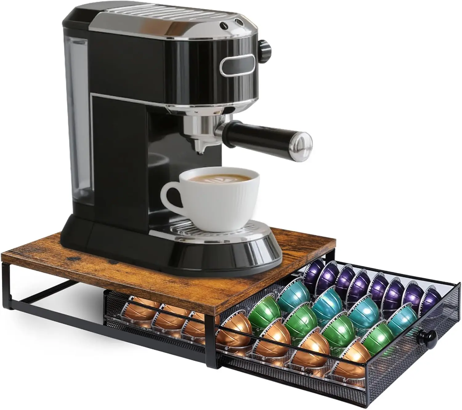 

Coffee Pod Holder Drawer Organizer Vertuo Capsules Storage Organizer with Sliding Drawer Compatible For Nespresso Vertuo Pods, H