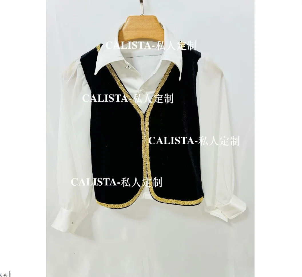 Prince Variations ballet dress Private custom black velvet vest white long-sleeved shirt fake two race wear