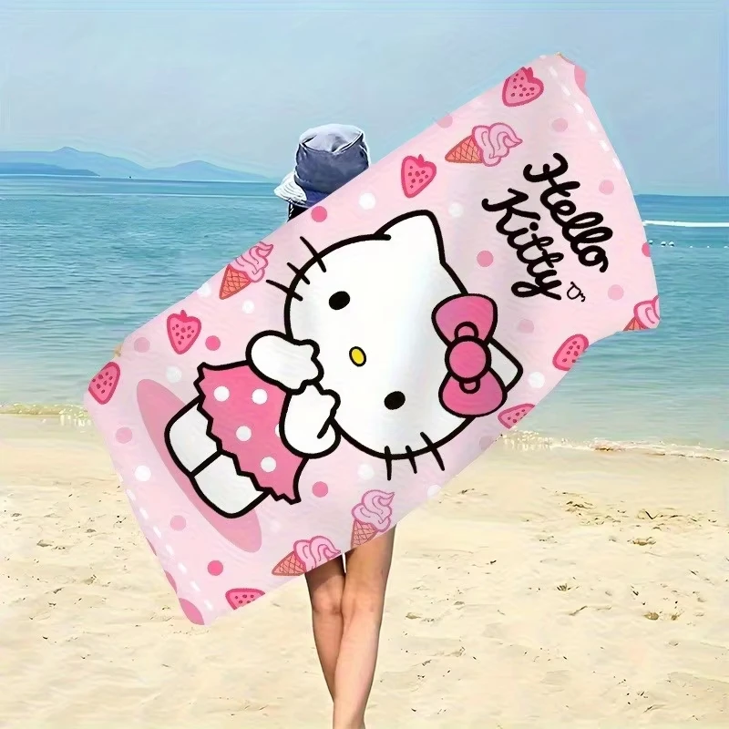 Hello Kitty Beach Towel, Breathable Quick Dry Soft Sandproof Sunscreen for Surfing Swimming Yoga Travel Gift view 2