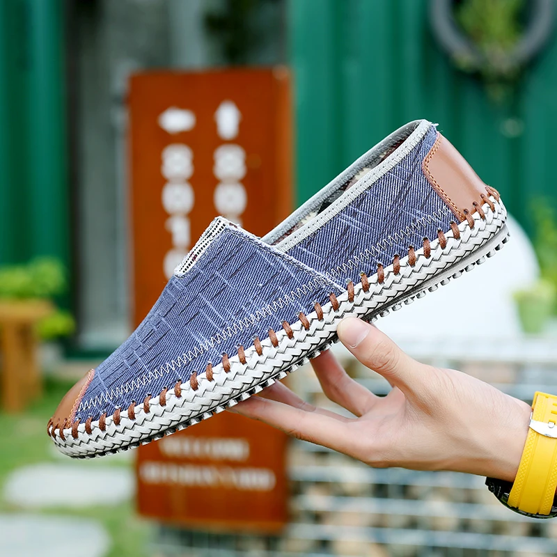 Summer Men Espadrilles Shoes Spring Canvas Shoes Breathable Men\'s Casual Shoes Slip-On Shoes Espadrilles Footwear Flats Big Size