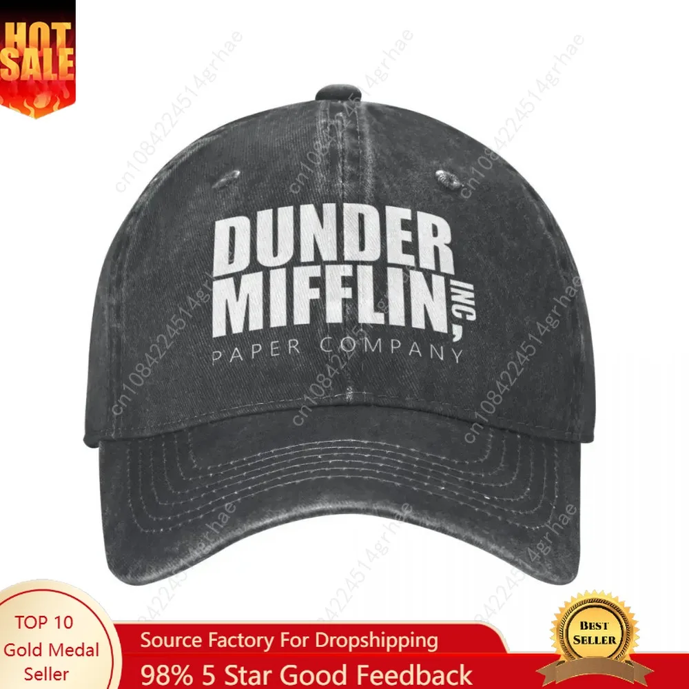 

Classic Dunder Mifflin Logo Baseball Caps Men Women Distressed Denim Washed Sun Cap The Office Travel Adjustable Hats Cap