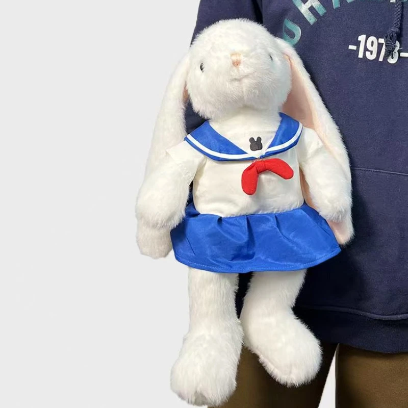 Kawaii 35 سنتيمتر لوب أرنب لينة محشوة لطيف الأرنب فستان دمية على شكل حيوان ملحق يمكن تغيير الملابس للأطفال الفتيات الهدايا ديكور
