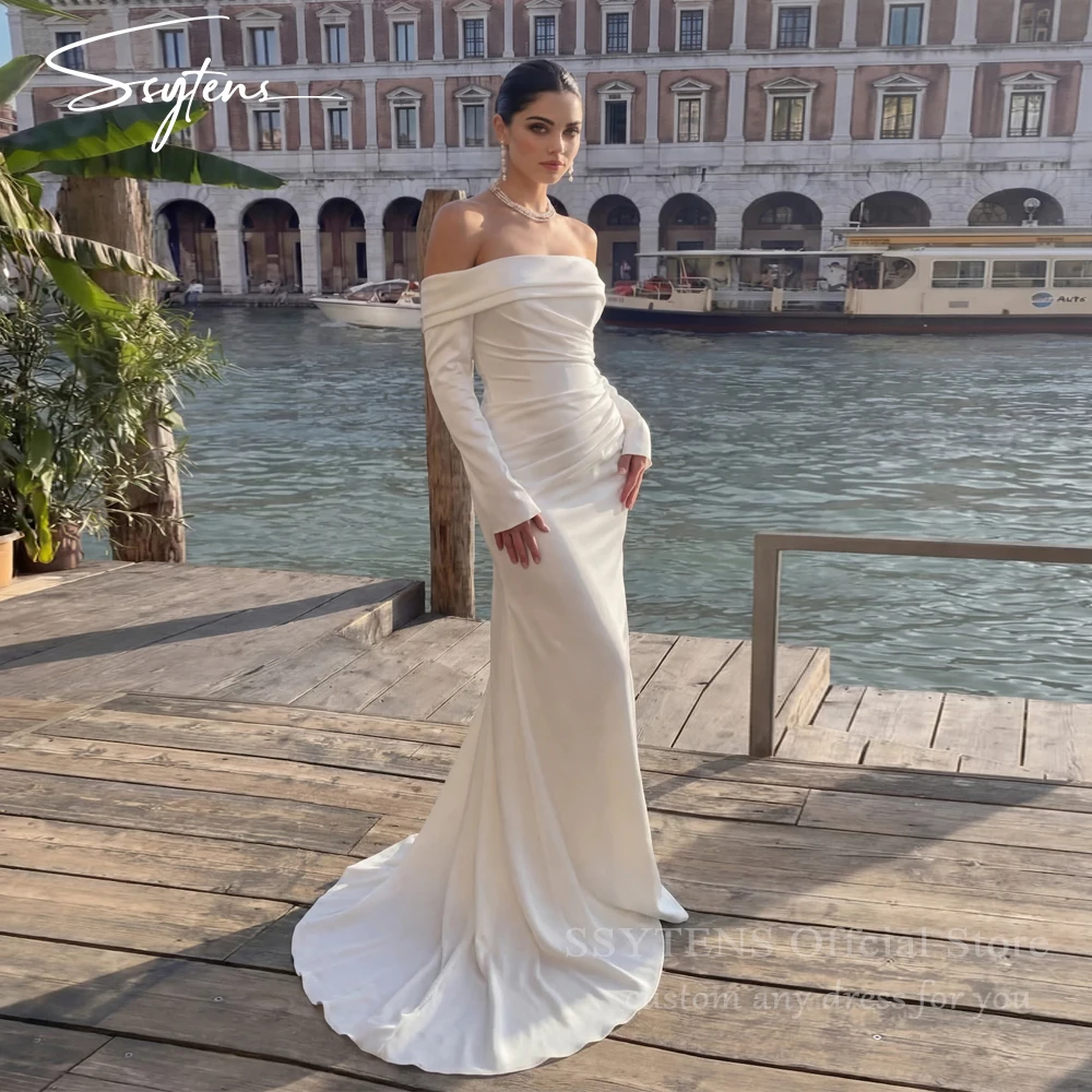 

SSYTENS Sexy Mermaid Wedding Dresses Women 2026 Long Sleeve Off The Shoulder Open Back Bridal Gown Vestido De Noiva Customized