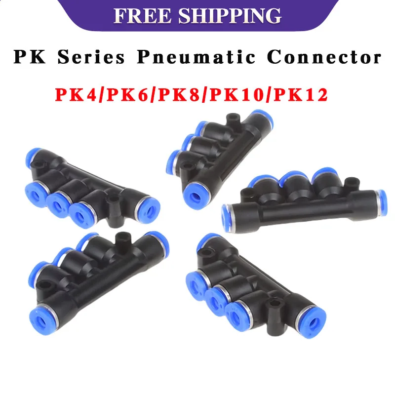 

50/100/500PCS PK Series 5-Way Pneumatic Quick Connector Push In Fitting for 4mm-12mm Air Water Tube Hose Pipe Plastic Adapter