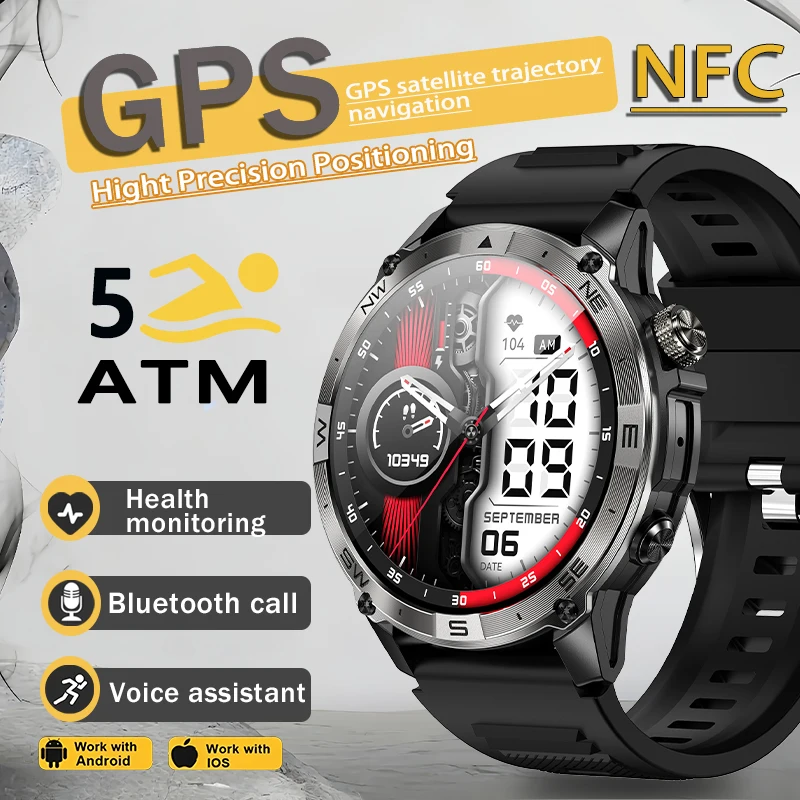 

2025 NEW Popular Outdoors GPS tracker Sports Smart Watch Men 530mAh NFC HD Call IP68 depth waterproof Watch Men For Xiaomi Men