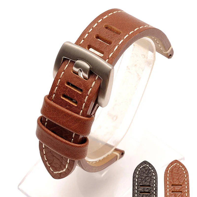 For Luminox 3051 3080 3150 Models Men's Watchbands  Genuine Leather Strap Black brown Stainless Steel Buckle 23mm Accessory