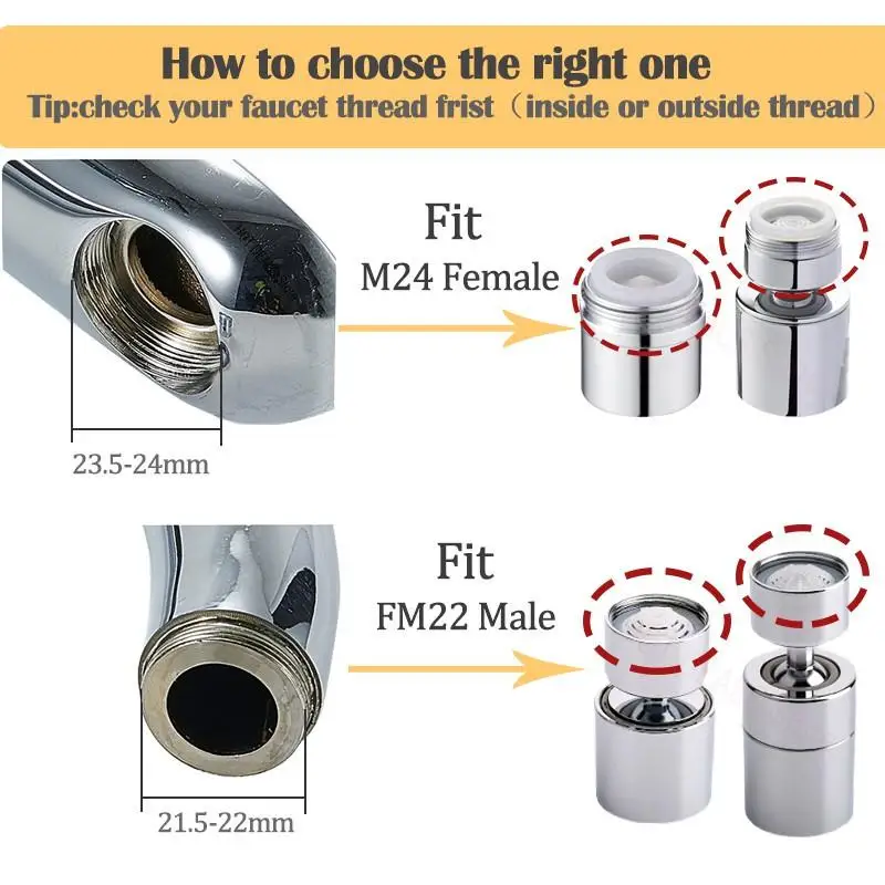 360 Degree Swivel Tap Water Dual Function Anti-splash Bubbler Kitchen Faucet Aerator Diffuser Bathroom Water Filter Nozzle Mixer
