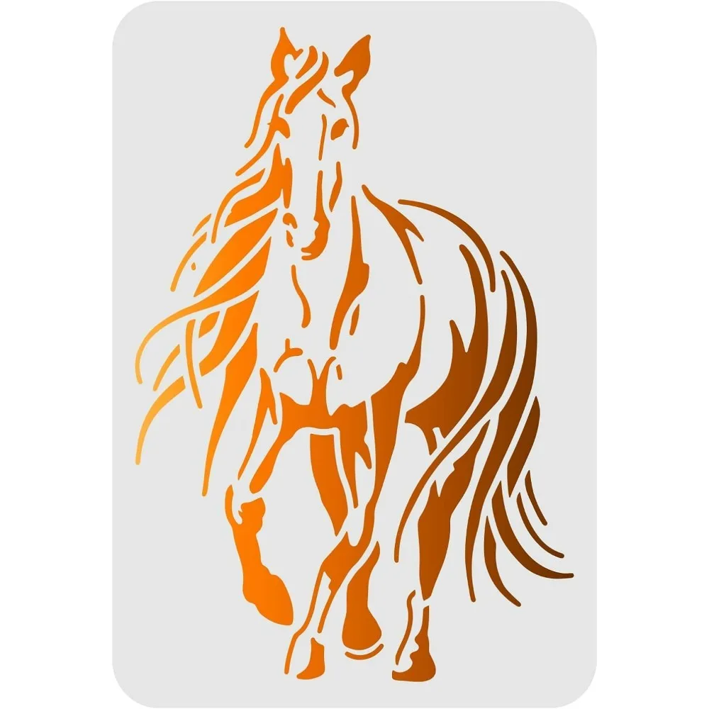 Horse Drawing Painting Stencils Templates 11.6x8.3 inch Plastic Stencils Decoration Rectangle Reusable Stencils for Painting
