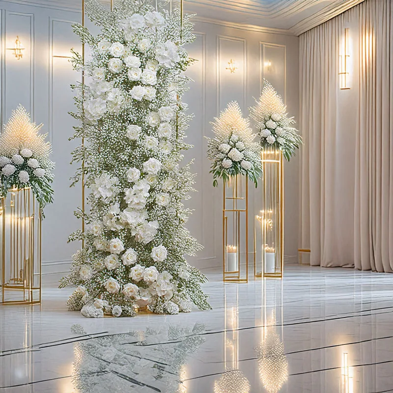 

160CM Artificial Baby's Breath Floral Row Wedding Decor Window Setup Wedding Arch Iron Frame Backdrop Hanging Flower Decoration