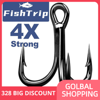 FishTrip 4X Treble Hooks Fishing Hook High Carbon Steel Saltwater Brabed Sharp Replacement Hook for Hard Lure Spoon Jigs & Rig