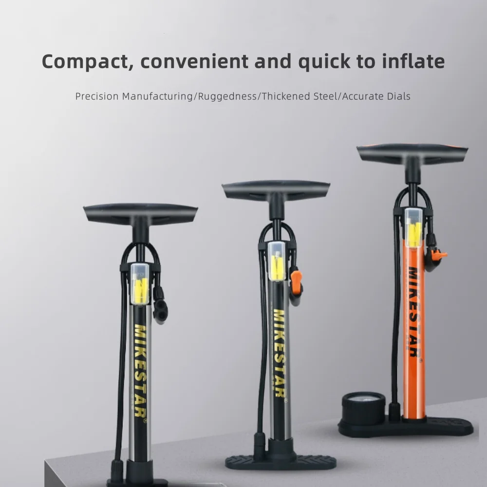 Fahrradpumpe 160PSI Luftpumpe mit Manometer Schrader Presta Ventiladapter Handboden Hochdruckpumpe für Fahrrad